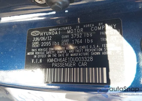 2013 Hyundai Elantra Se из США, поврежденный, VIN KMHDH6AE1DU003328